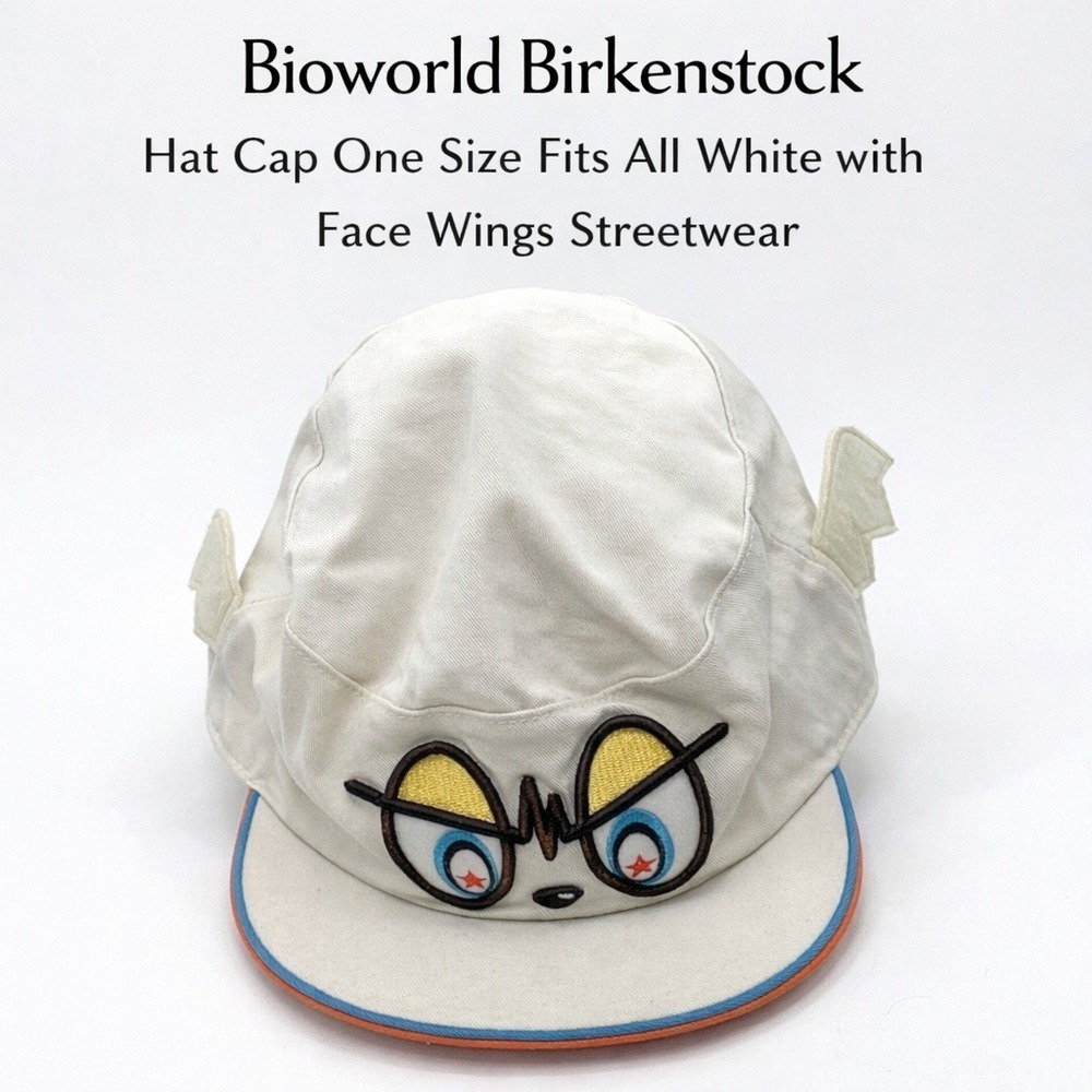Bioworld Birkenstock Hat Cap One Size‎ White Face Wings Streetwear Embroidered